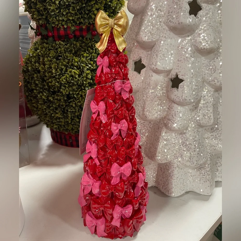 Cupcakes & Cashmere Pink and Red Bow Christmas Tree w/ Gold Topper NWT 🎀 viral